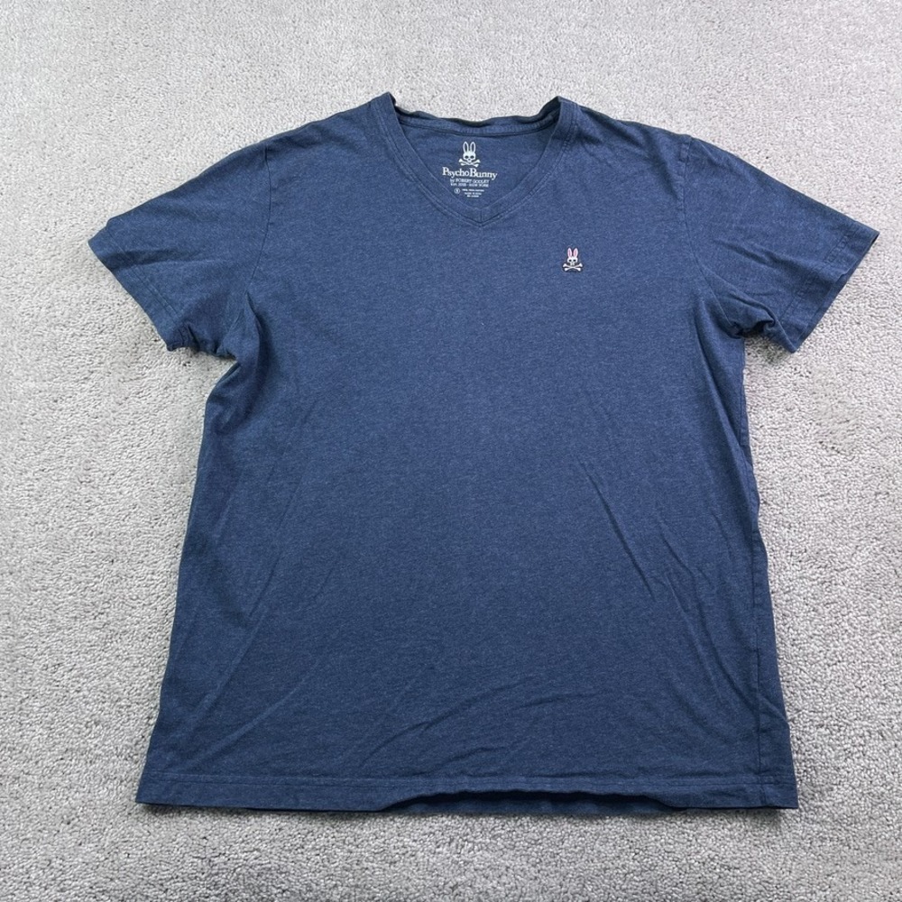 Psycho Bunny Shirt Mens 5 Medium Blue Pima Cotton Classic V Neck Logo